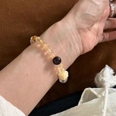 新中式天然碎碎冰黄水晶白水晶虎眼石玛瑙奶酪方块手串简约国风女