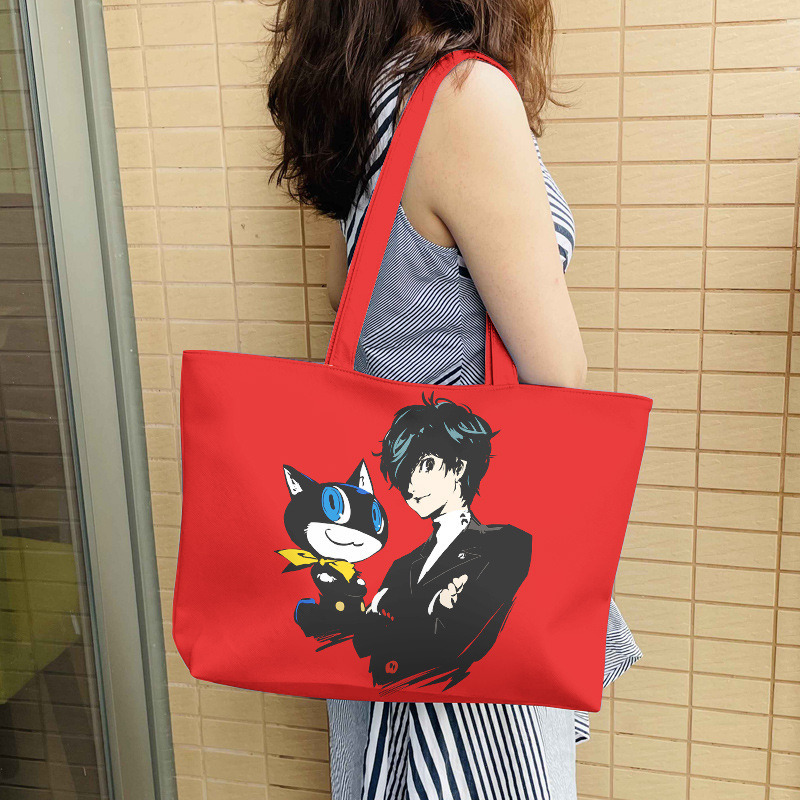 Persona P5R Anime Game Pu Leather Shoulder Bag Mommy Bag Computer Bag Large Capacity Bag