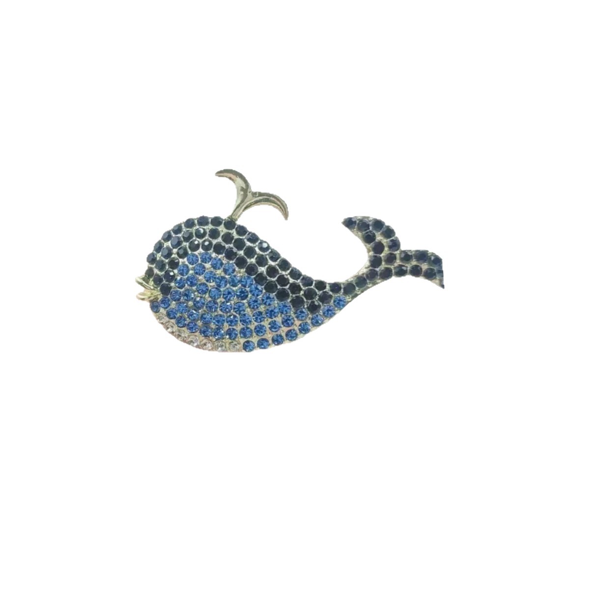 Elegante spilla a forma di balena blu per donna con strass clip sciarpa_voghion.com