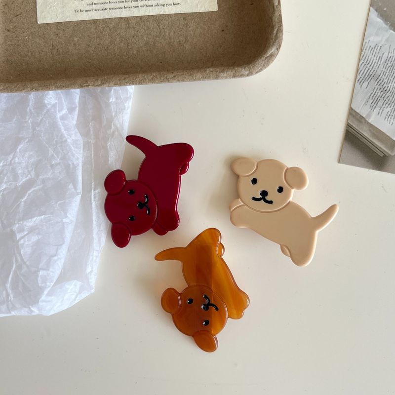 可爱卡通小狗发夹百搭少女刘海夹边夹趣味设计感发卡醋酸鸭嘴夹新|undefined
