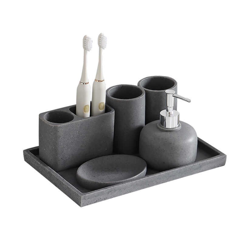 Juego de artículos de baño de cinco piezas, juego de vasos para cepillos de dientes, soporte para cepillos de dientes, lavabo de pared