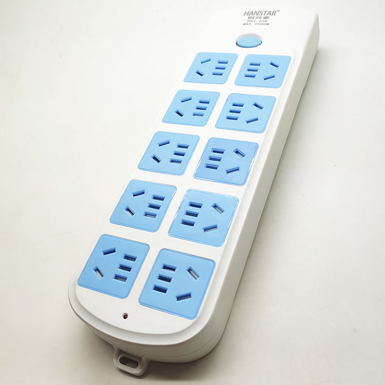 无线10位2米3米5米8米2500W连铜 158带开关安全门50孔插座