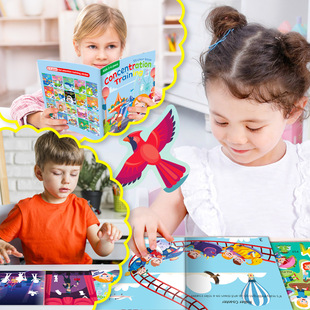 Cross-Border Best-Selling Children's Whole-Brain Development Stickers Index Happy Amusement Park Theme Children's Focus Training Sticker Matching