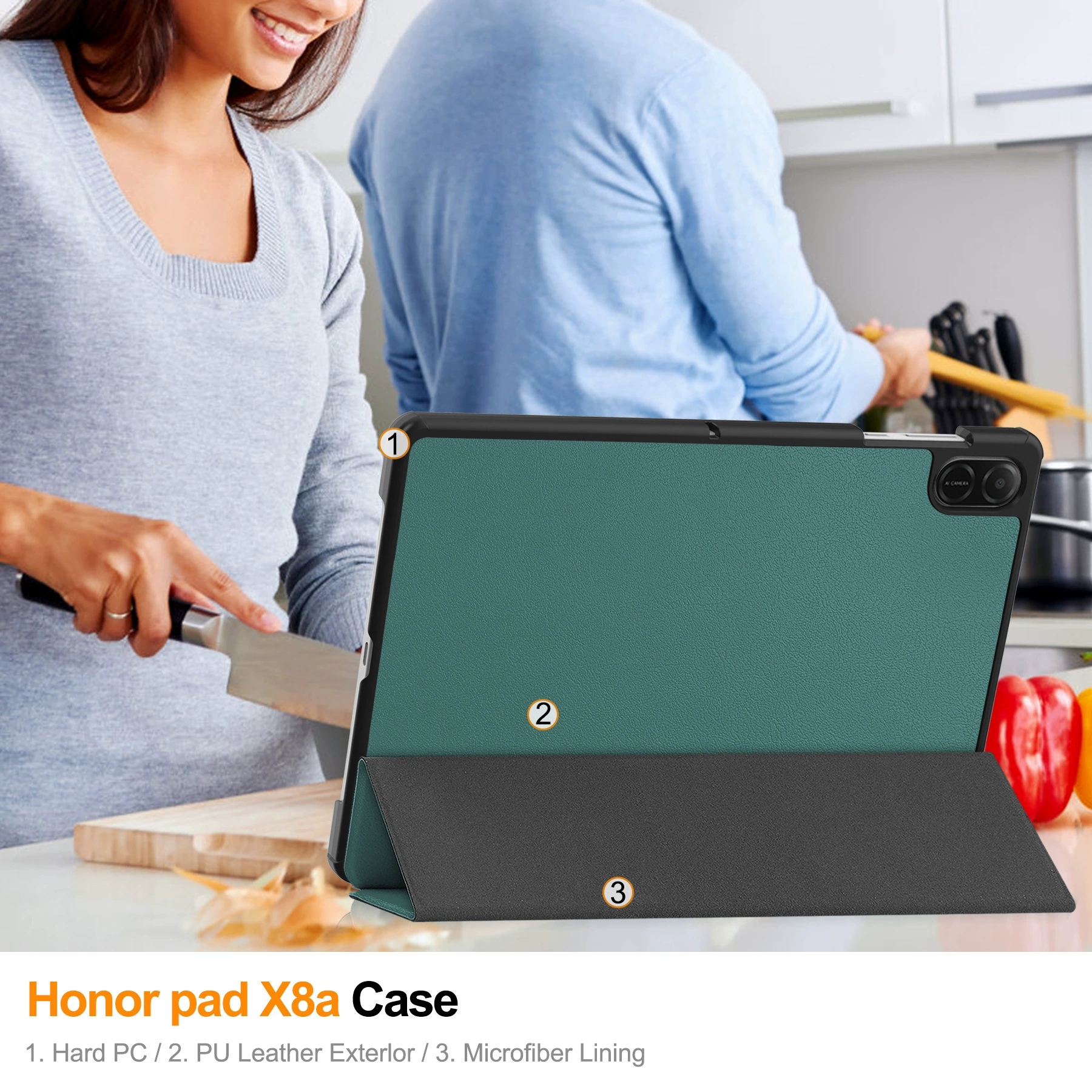 Защитный кожаный чехол для планшета 11 дюймов Honor X8A Castle для 2024 года, для Honor Pad X8A, трио-выключен три-под (three-off) планшетный чехол
