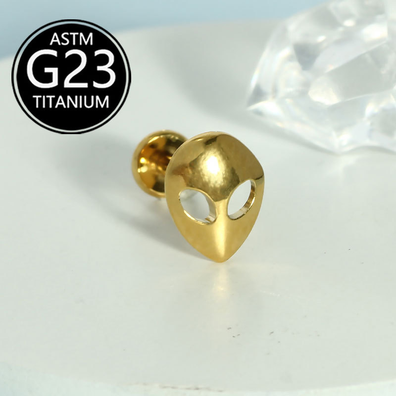 G23 Titanium Lip Nail 16G Internal Thread Lip Piercing Jewelry Ear Bone Nail Face Alien Mask Stud detail image 8