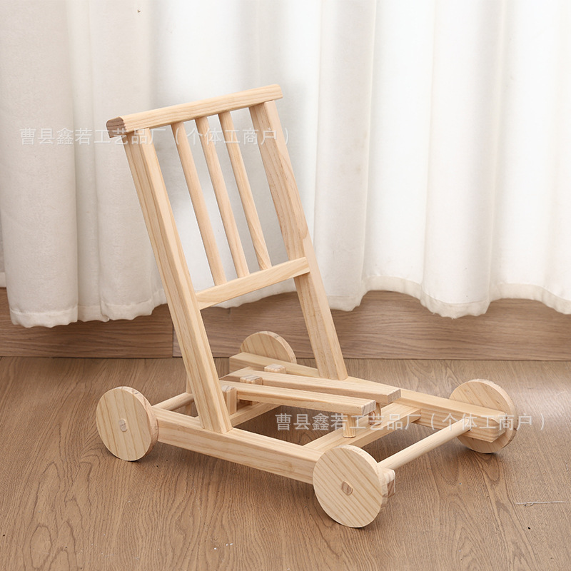 Baby Toddler Trolley Wooden Toddler Toy Solid Wood Paint-Free Safety and Environmental Protection Home Storage Trolley