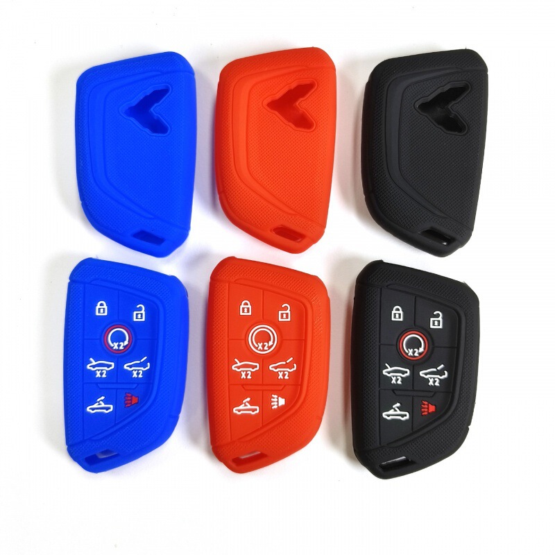 Suitable for 7 button Chevrolet Corvette C8 Corvette grid pattern car remote control key case silicone sleeve