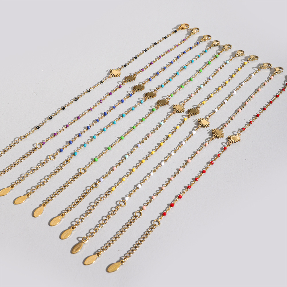 5g Weight Bracelets Classification 1 Piece Quantity Holiday, Daily Occasion Stainless Steel Material Sun Pattern Women's Gender Enamel, Plating Design Simple Style Style Simple Style Sun Stainless Steel Enamel Plating Bracelets 1 Piece 20