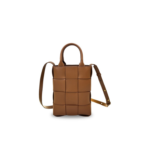 2024 Cross-border New Leather Woven Handbag Small Square Bag Korean Style Fashion Phone Bag Shoulder Bag Women