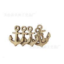 厂家批发零售原木色小号木质铁锚 手工彩绘装饰挂件航海风木片