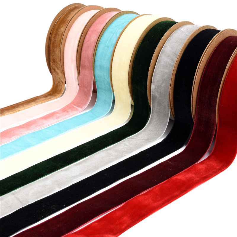 AliExpress 2.5cm non-elastic single-sided flocking belt clothes edging hair accessories bow material solid color velvet belt
