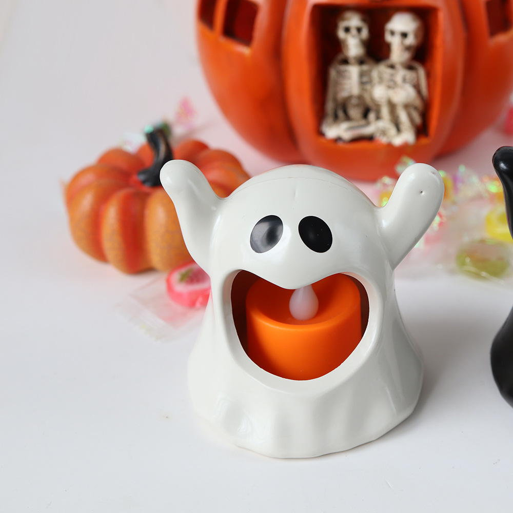 Adornos decorativos de Halloween, esqueletos, velas electrónicas, faroles de calabaza, accesorios para fiestas de Halloween, candelabros, faroles de calabaza image 25