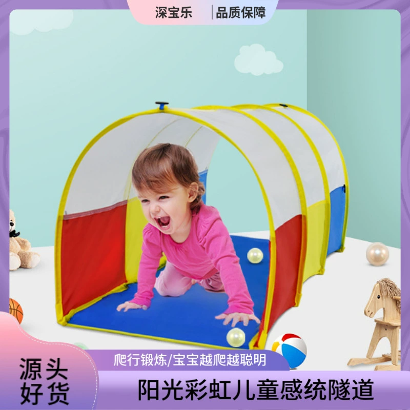 Rainbow tunnel for crawling, toy, increased thickness, three colors, can climb