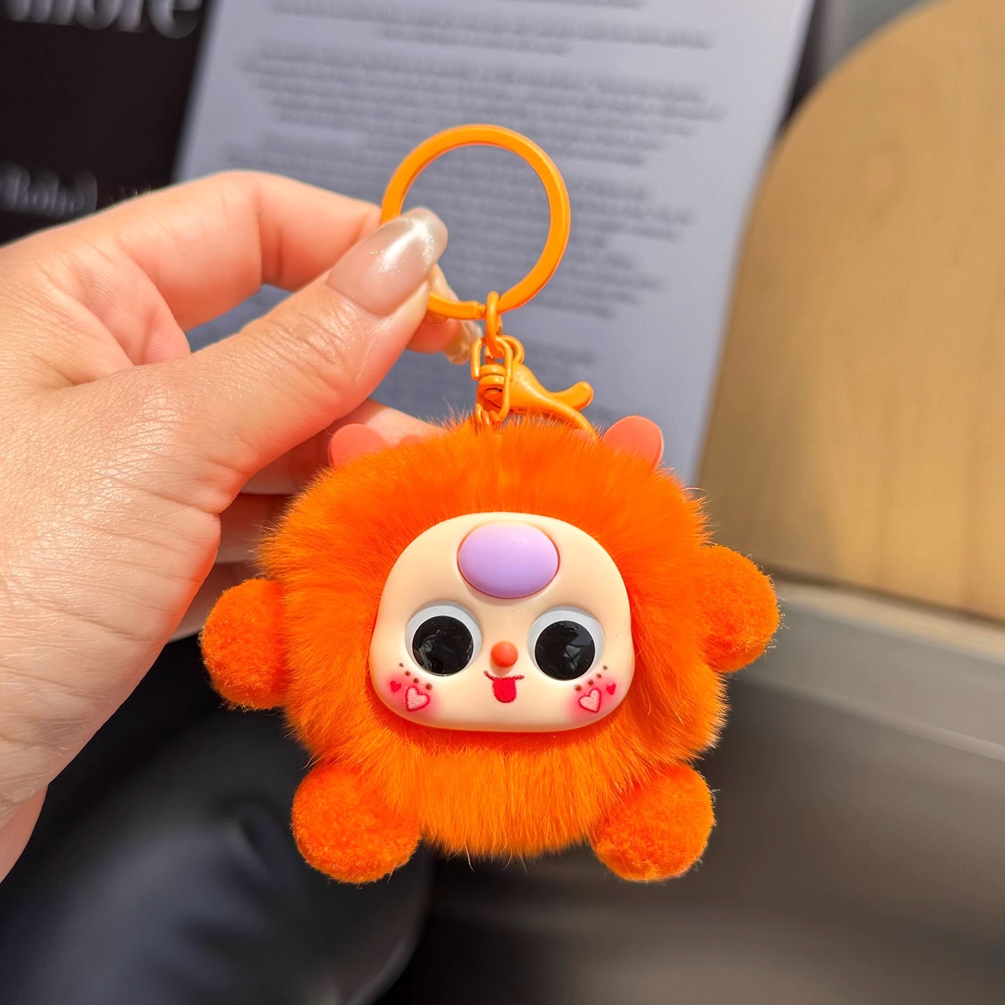 Real Rex piel de conejo dibujos animados elfo muñeca colgante de felpa llavero bola de pelo lindo colgante creativo bolso colgante cadena
