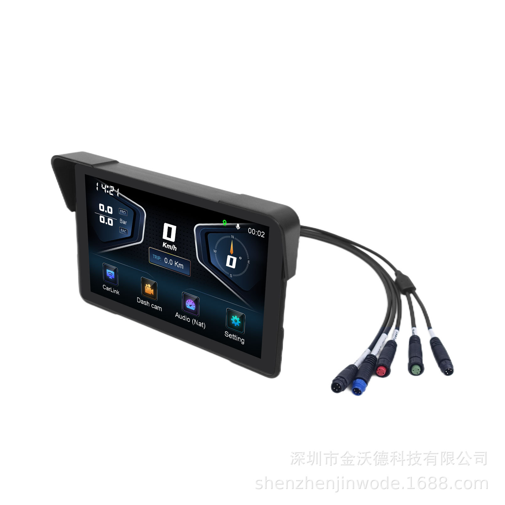 Cross-Border Dedicated 7-Inch 4K Motorcycle Recorder Wireless Carplayandroidauto Navigator Gps Tire Pressure