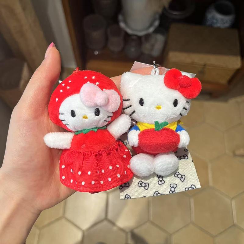 抱苹果kitty包包挂件钥匙扣可爱哈喽kt猫女生毛绒公仔|undefined