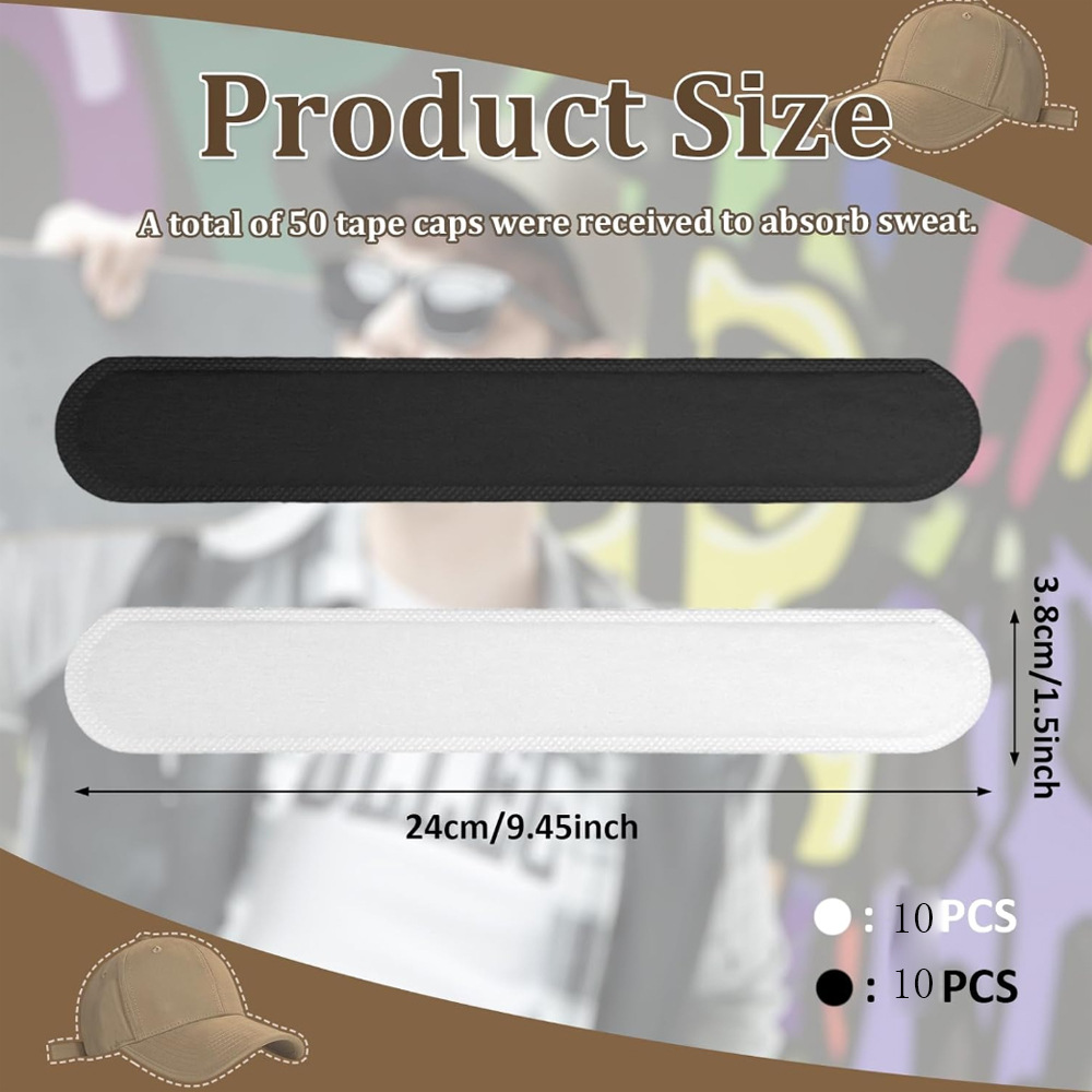 Anti-Dirt Inner Stickers for Hats, Sweat-Absorbing Stickers for Hat Brim and Collar, Disposable Anti-Sweat Stickers for Military Training Hats, Magic Stickers for Hat Brim Edges