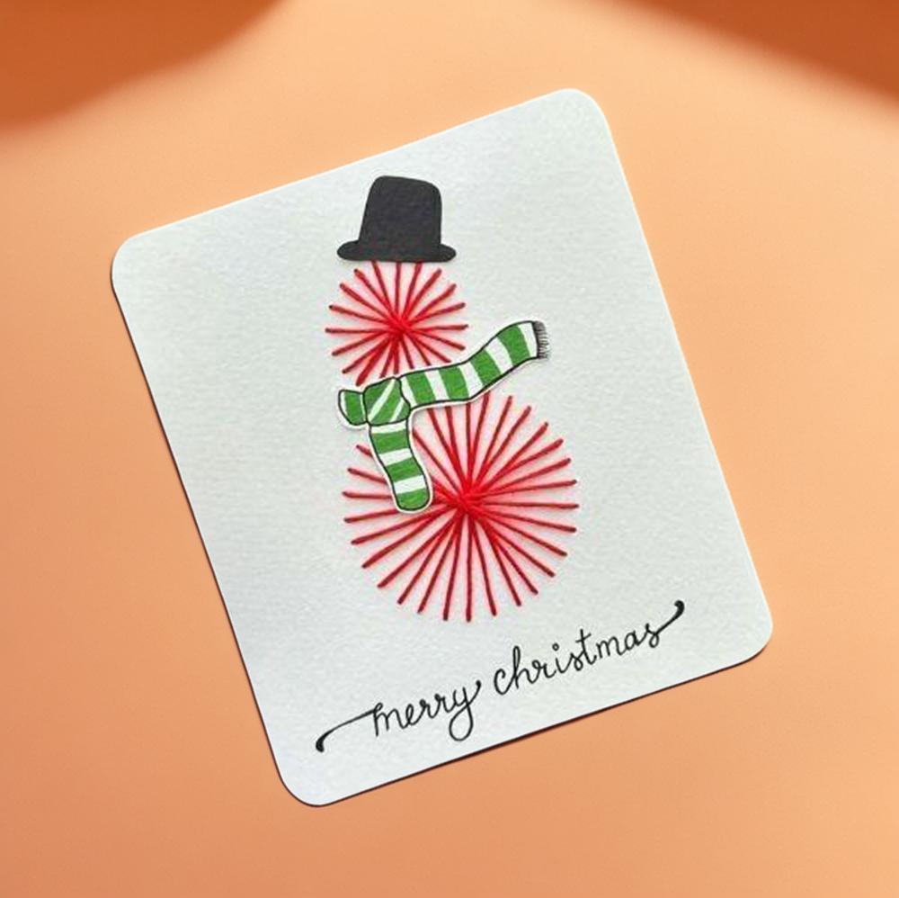 【자수 인사말 카드】크리스마스 눈사람