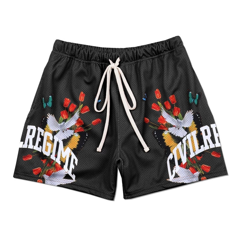 New American Shorts Men's Trendy Brand Joint Flame Shorts Fitness Pants Sports Running Quick-drying Basketball Couple Shorts