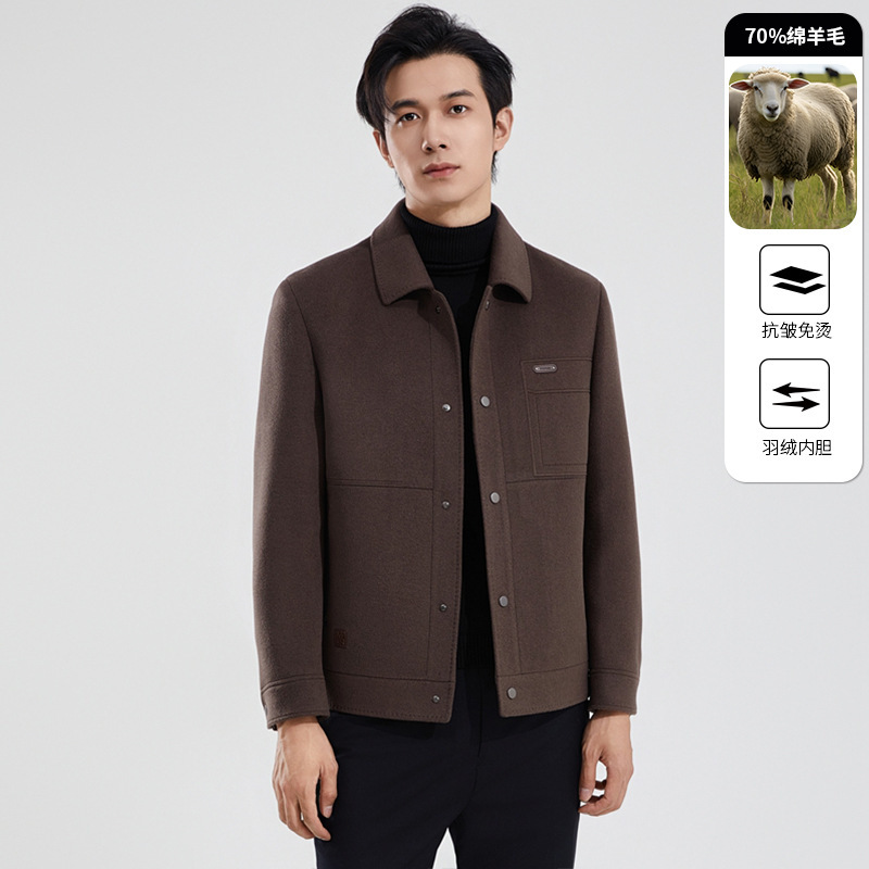 Autumn and Winter Woolen Jacket Men's Casual Lapel Detachable down Liner Woolen Jacket 2024 New Style Autumn and Winter Woolen Jacket Men's Casual Lapel Detachable down Liner Woolen Jacket 2024 New Style