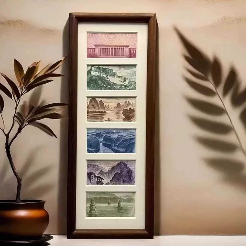 Шесть последовательных рамок для фотографий черного ореха увеличены.