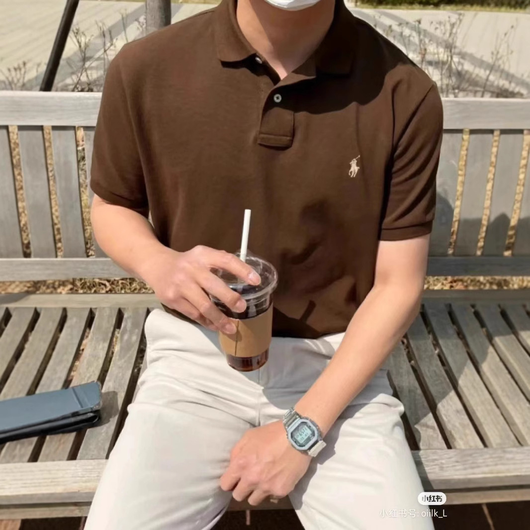 【ハイバージョン RLラフポニー クラシックベーシックポニー刺繍ラペルPOLO 男女兼用半袖ルーズTシャツ】