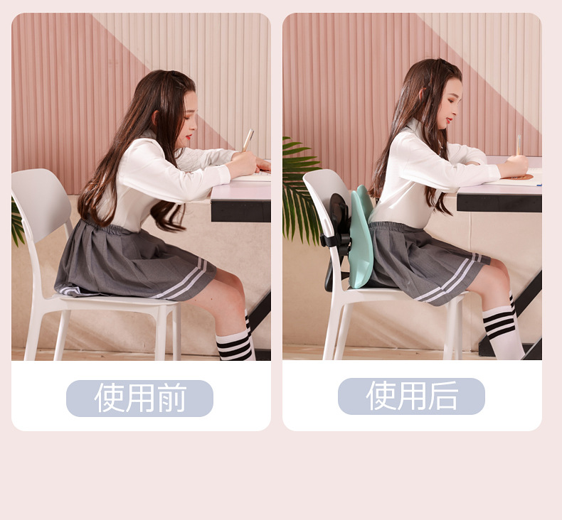 Children's Lumbar Support Cushion for Correct Sitting Posture, Ergonomic Backrest Pad for Students, Comfortable for Long Sitting, Large Child Lumbar Pillow for Car Use