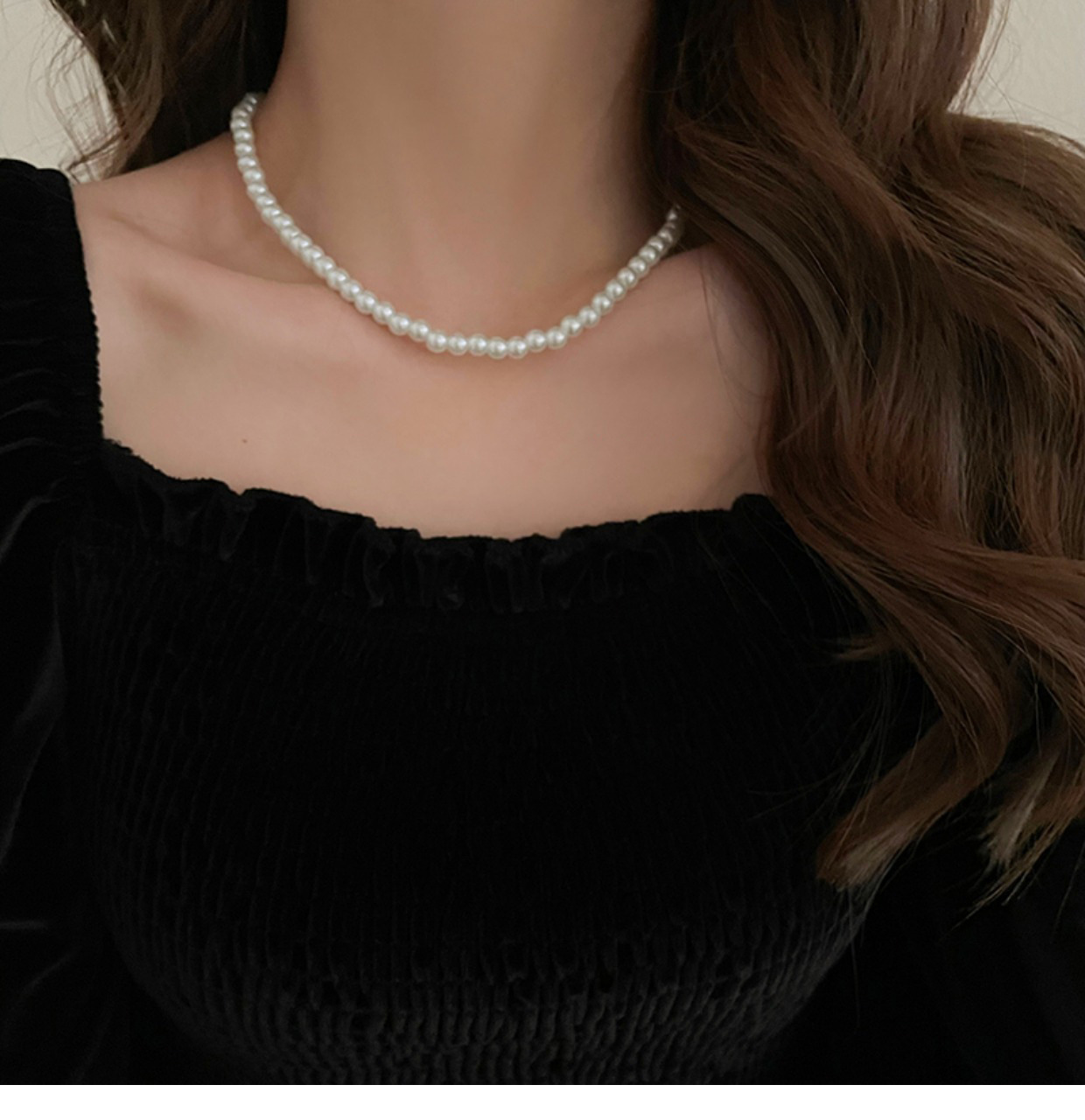 fashion pearl chain retro geometric singlelayer necklace wholesalepicture9