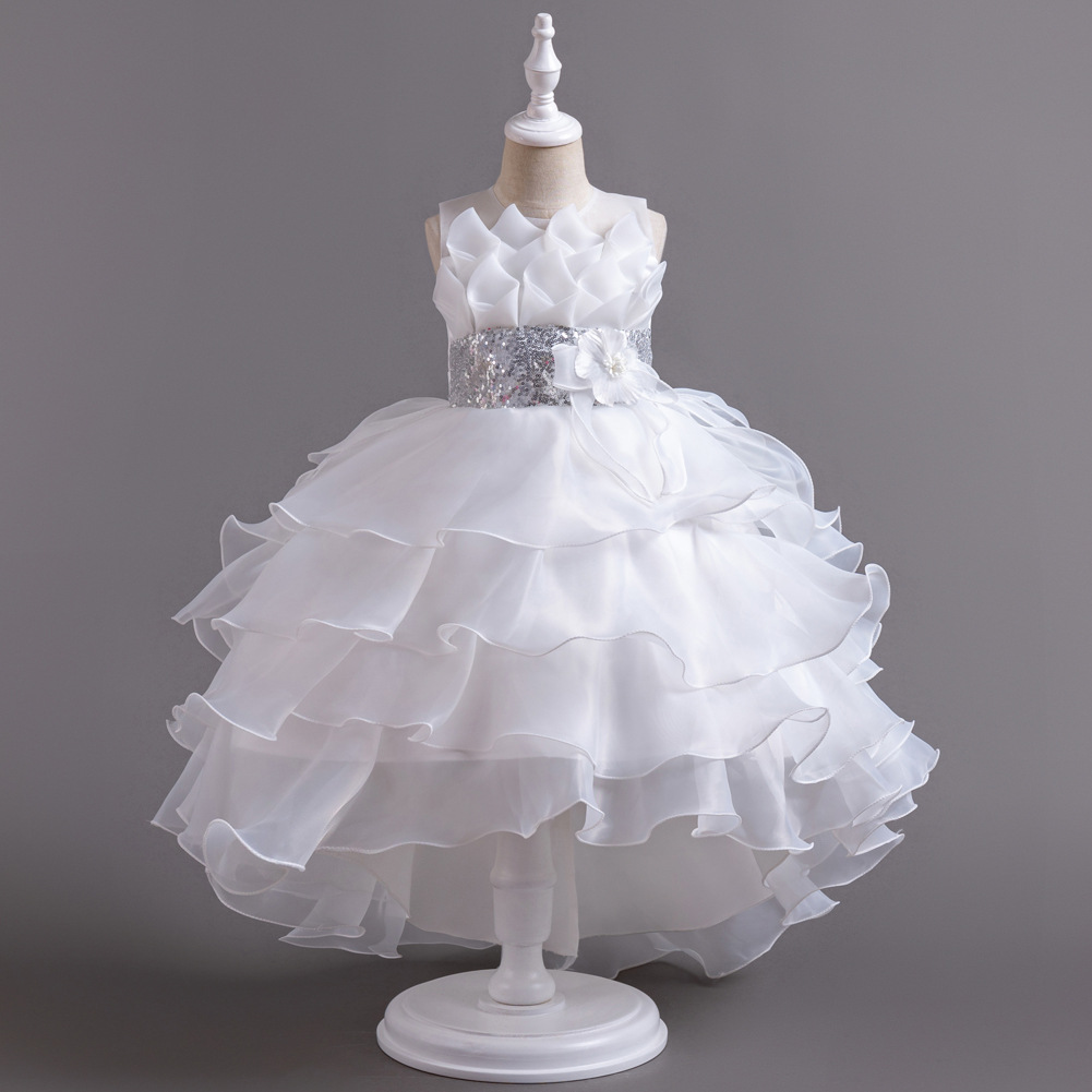 Vestido de princesa esponjoso de malla Falda de encaje de organza de otoño e invierno europea y americana Comercio exterior Suministro de exportación transfronteriza Vestido para niños