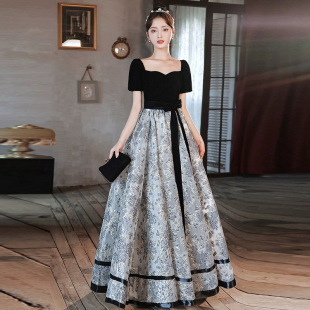French Evening Dress for Women 2025 New Style Banquet Black Coming-Of-Age Ceremony Graduation Performance Dress Art Exam Dress Socialite Princess Style