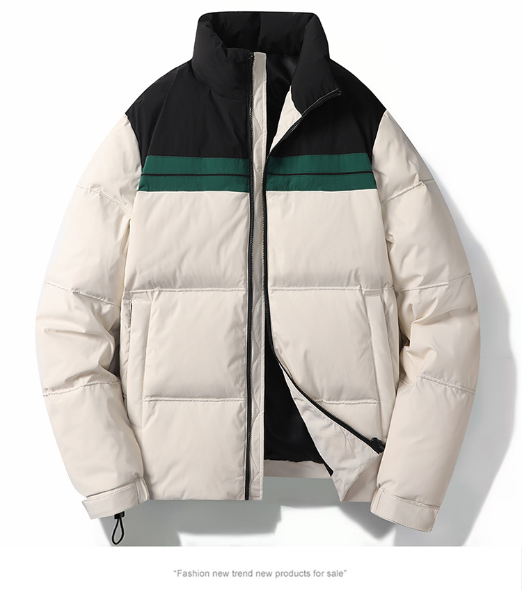 Piumino da uomo patchwork moda a righe giacca addensata autunno e inverno nuova giacca da pane tinta unita abbigliamento sportivo_voghion.com