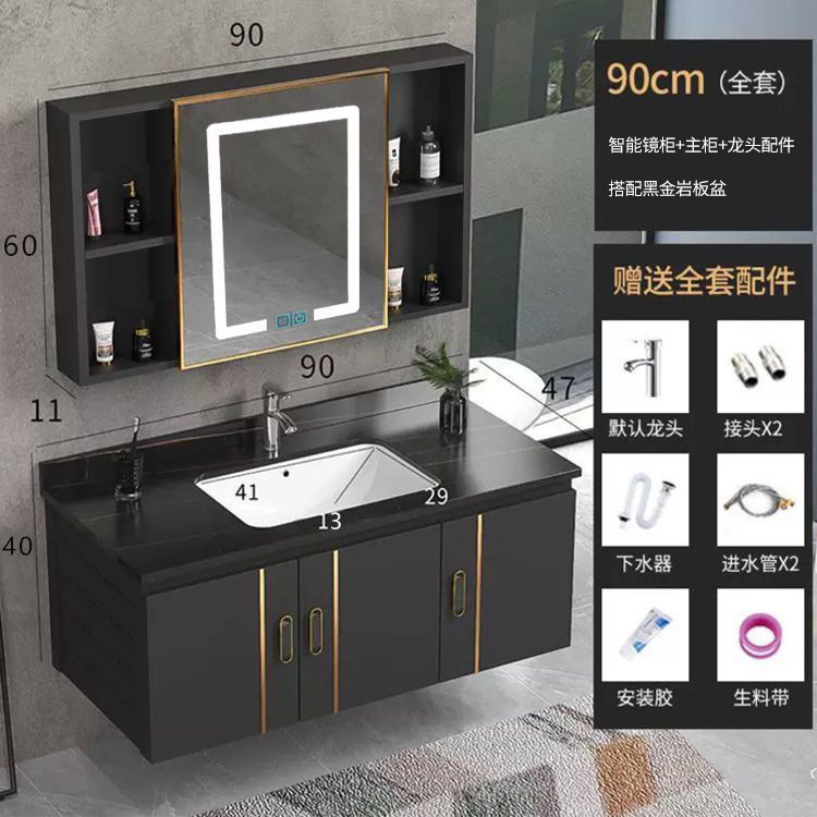 Espacio aluminio tocador tocador tocador tocador armario integrado tabla de roca encimera lavabo lavabo mueble de baño mueble de baño