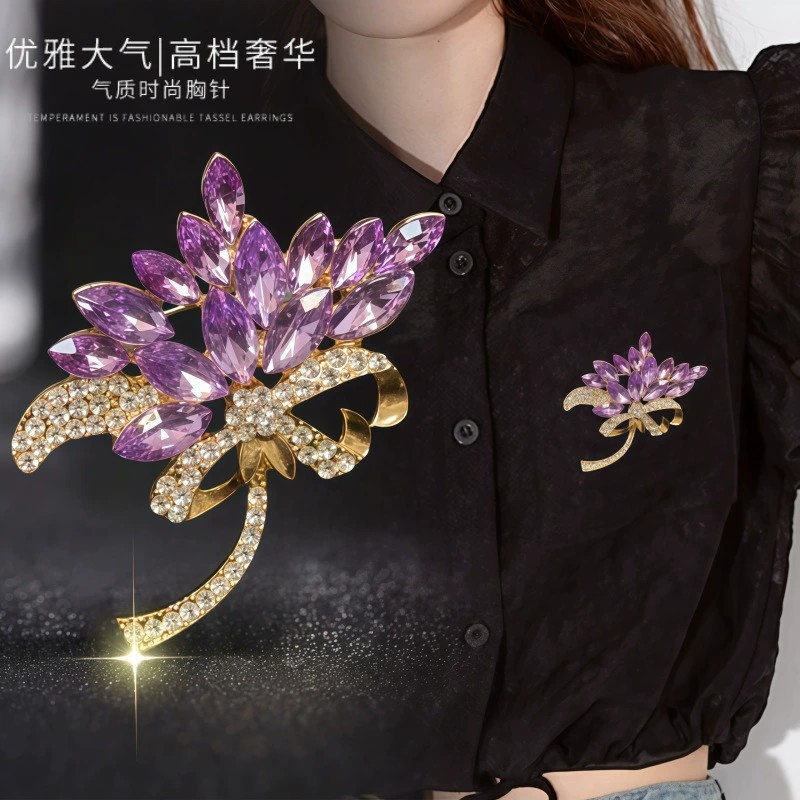 Alloy Oil Drop Brooch Cheongsam Chinese Style Peony Flower High-End Luxury Corsage Elegant New Chinese Style Brooch