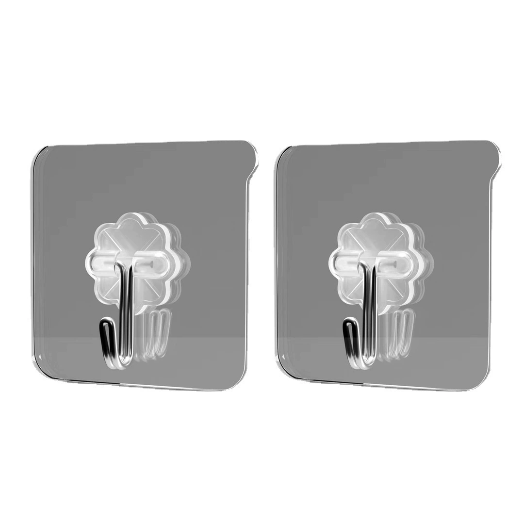 Gancho adhesivo pegamento fuerte sin rastro de perforación, gancho transparente para cocina/baño, fijación segura en pared