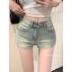Old Denim Shorts Women's 2025 Spring and Summer Retro High Waist Casual Straight Pants Hot Girl Slim Fit Hot Pants