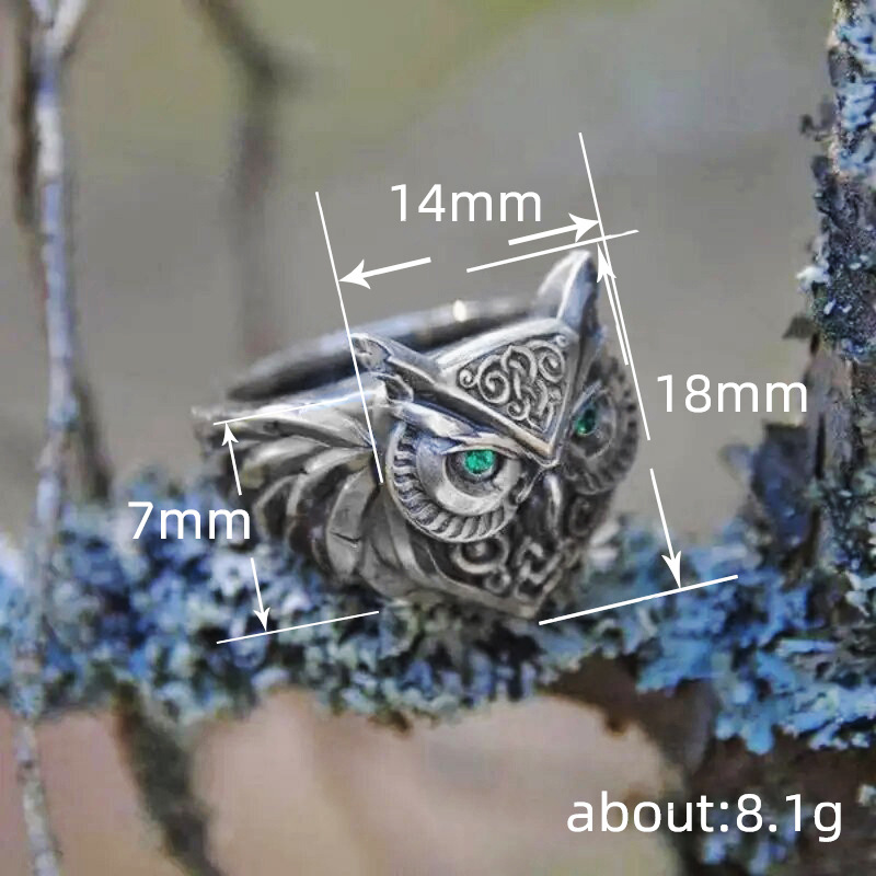 10g Weight 0.03µm Gold Plating Thickness Women's Hip-Hop Retro Exaggerated Rings Animal Cat Owl Alloy Punk Rings