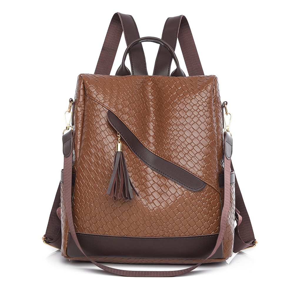 AliExpress 2025 nueva mochila antirrobo para mujer súper caliente simple y versátil mochila de doble uso con borlas de moda al por mayor