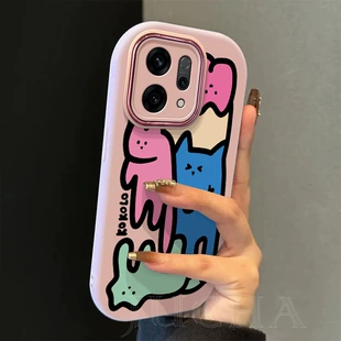 Чехол для OPPO Reno 14 полный край с мультяшным рисунком кота