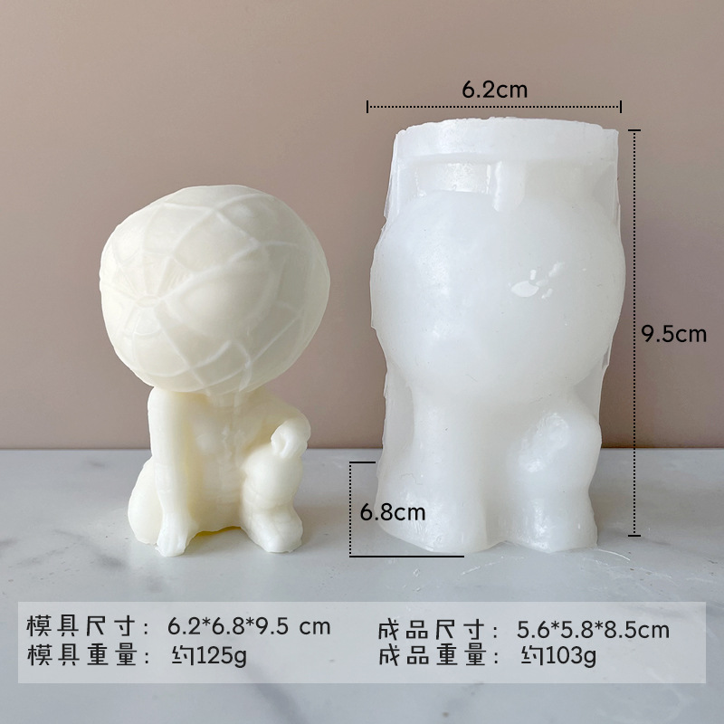 Jiahuimei Luna astronauta cubo de hielo molde DIY dibujos animados mini astronauta aromaterapia vela silicona abrasivo herramienta