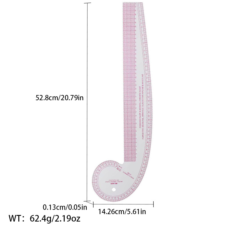 Regla de curva directa de fábrica Botón regla de arco regla de ropa regla de corte traje de regla de jaula de manga regla de tamaño colección