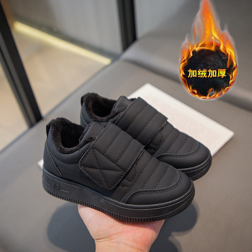 Children's Cotton Shoes  Winter New Bread Shoes for Girls and Boys, Medium and Large Children, Korean Version, Fleece Lined, Warm and Soft Soles