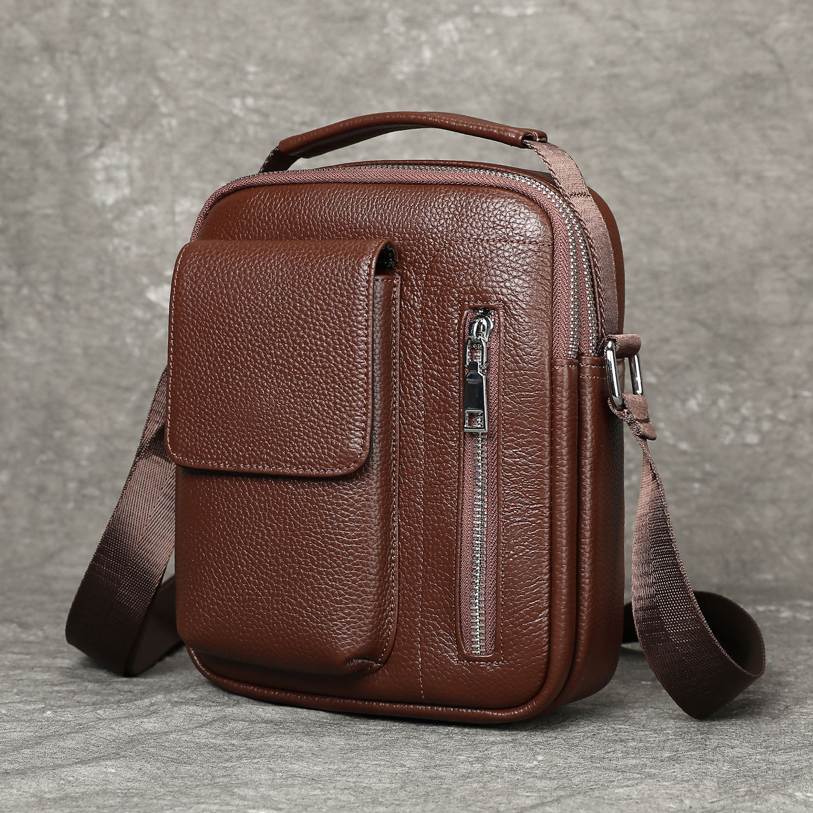 Ventas transfronterizas calientes de cuero para hombres mochila deportiva al aire libre mochila texturizada retro colección de bolsos de hombro