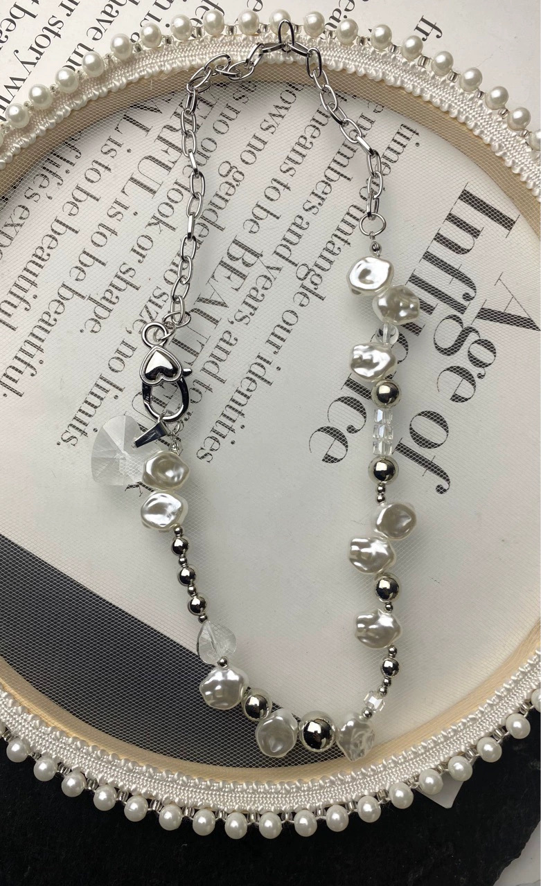 Rote Kristall Perlenkette Für Damen Einzigartiges Hip Hop Collier_voghion.com
