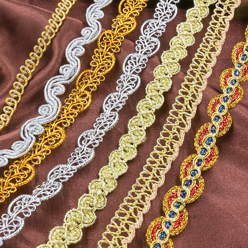 Factory direct supply 6 gold and silver silk s-shaped wave lace high quality clothing accessories home soft decorative lace