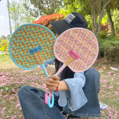 メーカー直販純手作りかわいい少女心草編みドーパミン蒲扇夏麦わら編み手振り扇卸売り