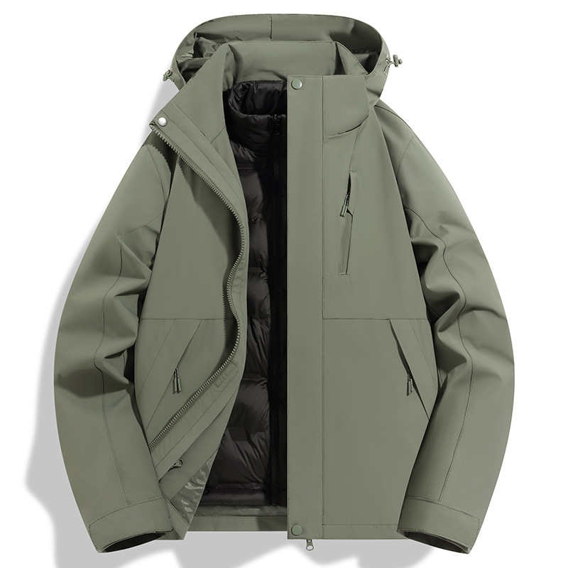 down shell jacket outdoor three-in-one men‘s and women‘s same detachable winter ski suit coat custom printed logo