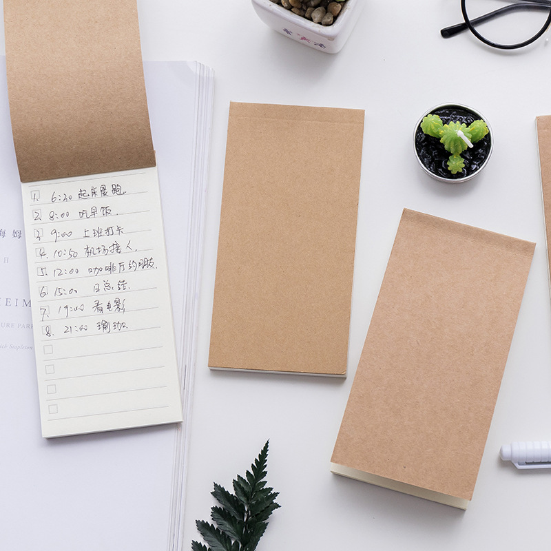Korean Minimalist TODO Notebook for Elementary School Students – Tear-off Memo Pad in Kraft Paper Design