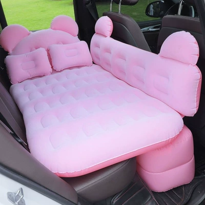 Vehicle-mounted inflatable bed – Car inflatable bed, rear seat - default-item-huiqi-bear-style-flocked-pink-double-pier-car-pump-big-discount