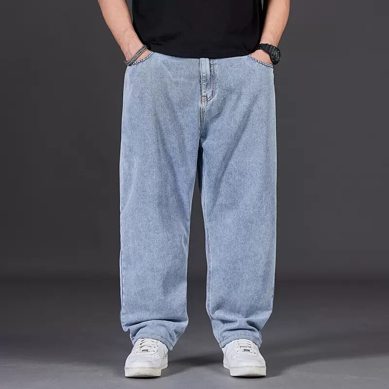 Men's Jeans Autumn Plus Size Loose Straight Fit Wide-Leg Elastic Waist Pants Wholesale Men's Jeans Autumn Plus Size Loose Straight Fit Wide-Leg Elastic Waist Pants Wholesale