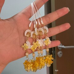 桂兔衔香 琉璃桂花流苏吊坠挂饰精致小巧手机挂件挂绳